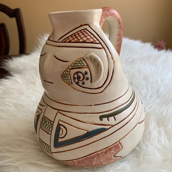 Vintage Mexican Pottery hand painted Pitcher Water/vase X10 - Picture 6 of 12